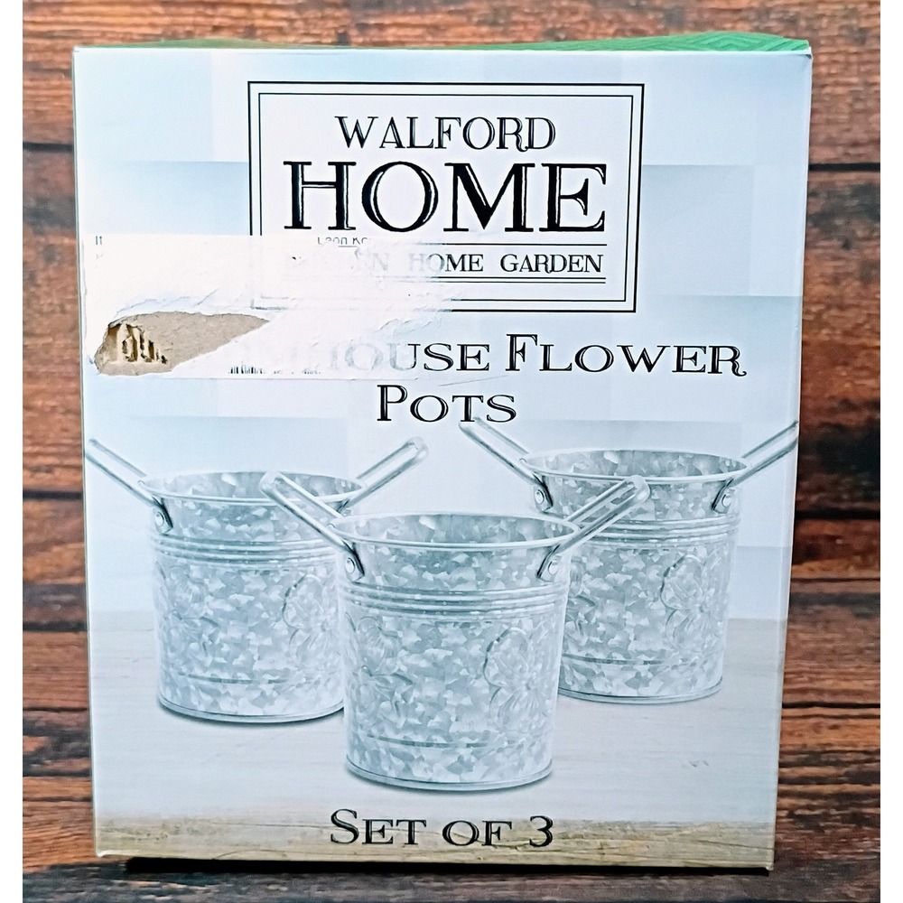 Walford Home Farmhouse Flower Pots Set of 3 Galvanized Steel Planters WHG1902